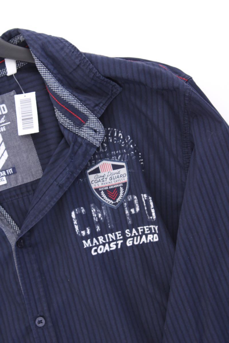 Camp David Langarmhemd für Herren Gr. XXL blau aus Baumwolle