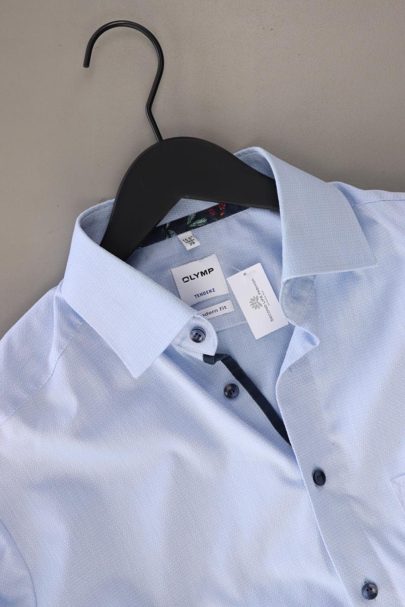 Olymp Langarmhemd für Herren Gr. Hemdgröße 39 blau aus Baumwolle