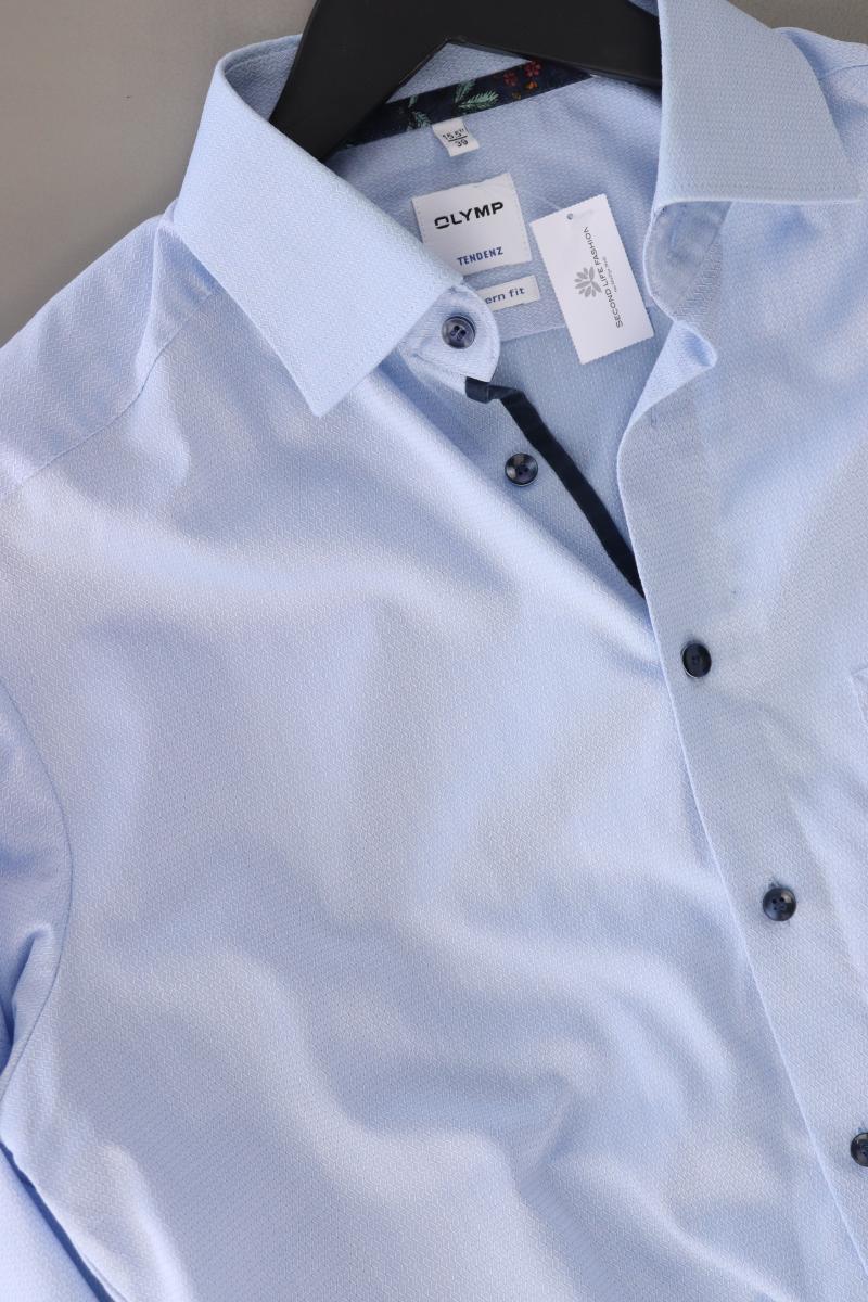 Olymp Langarmhemd für Herren Gr. Hemdgröße 39 blau aus Baumwolle
