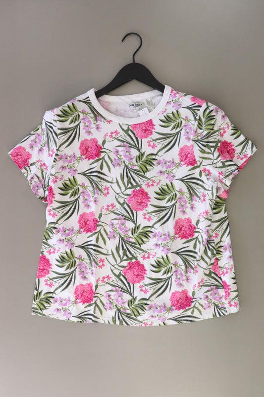 Old Navy Printshirt Gr. XL mit Blumenmuster Kurzarm pink aus Baumwolle