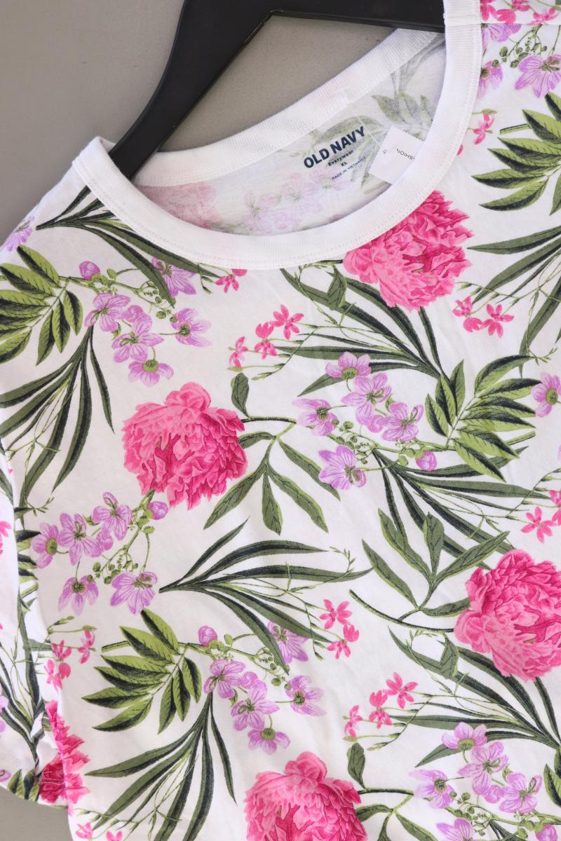 Old Navy Printshirt Gr. XL mit Blumenmuster Kurzarm pink aus Baumwolle