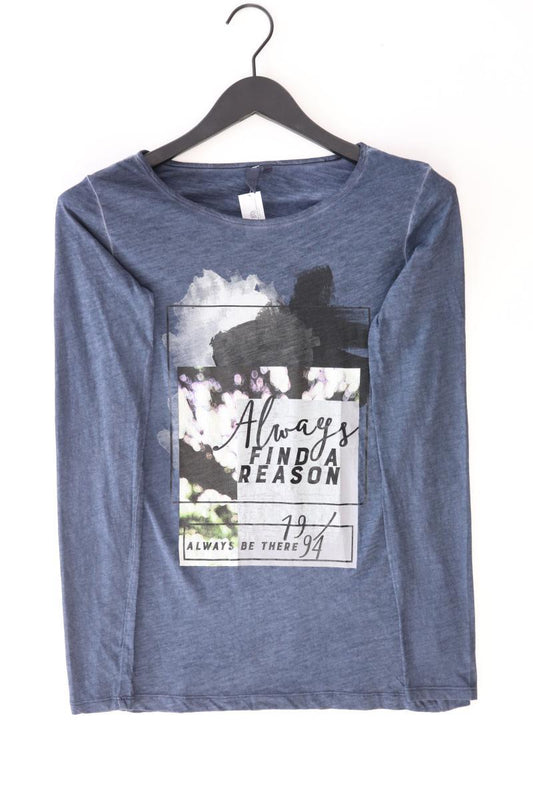 QS by s.Oliver Printshirt Gr. S Langarm blau aus Baumwolle
