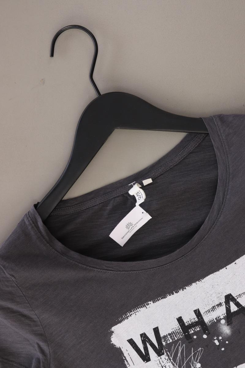 QS by s.Oliver Printshirt Gr. XS Kurzarm grau aus Baumwolle