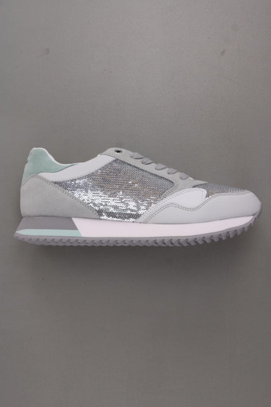 Geox Doeralea Sneaker mit Pailletten Gr. 41 neu mit Etikett grau aus Leder