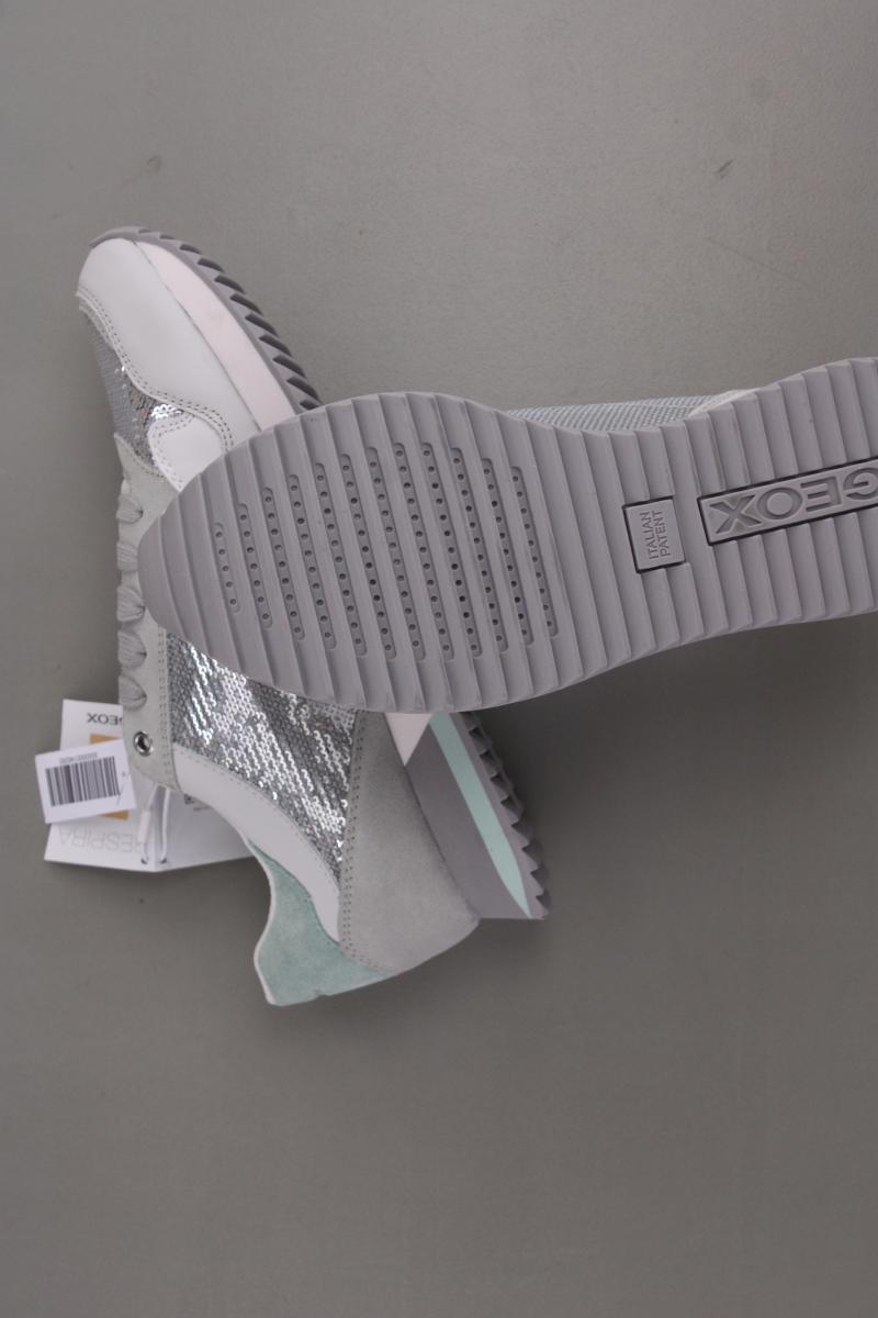 Geox Doeralea Sneaker mit Pailletten Gr. 41 neu mit Etikett grau aus Leder
