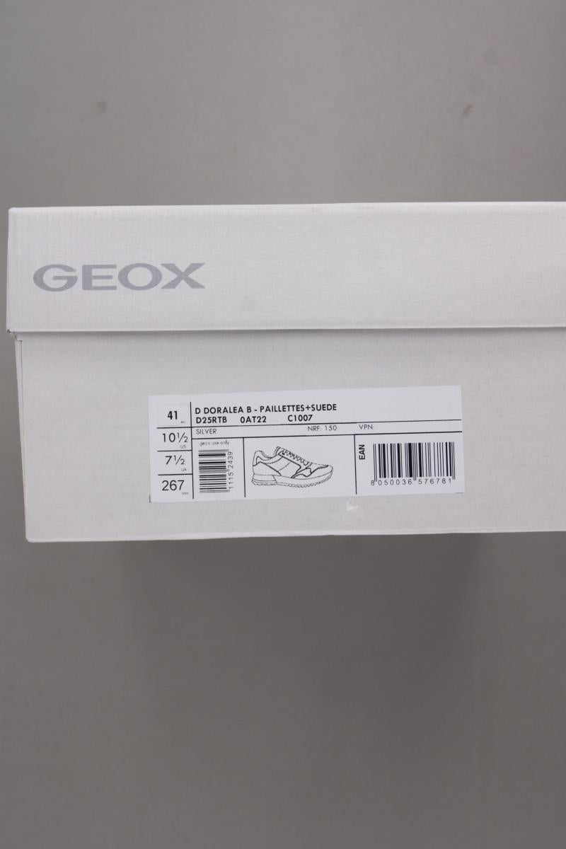 Geox Doeralea Sneaker mit Pailletten Gr. 41 neu mit Etikett grau aus Leder