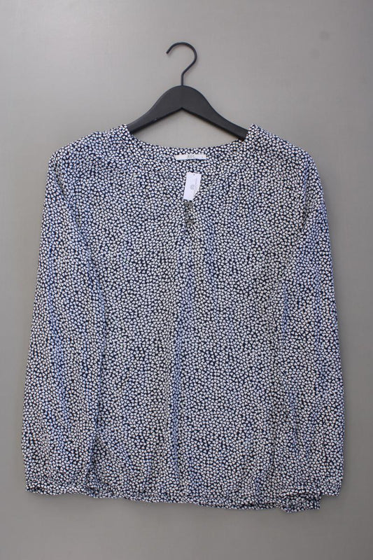 edc by Esprit Bluse mit Herzmuster Gr. L Langarm blau aus Viskose