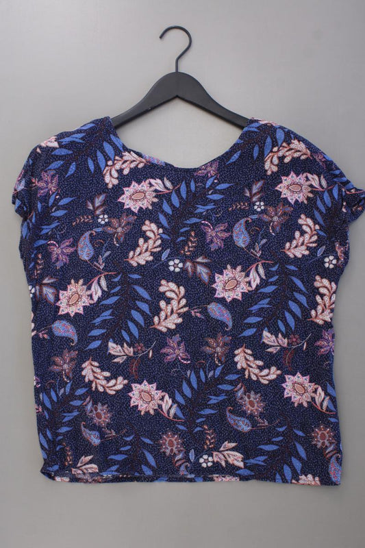 Tom Tailor Kurzarmbluse Gr. 40 mit Blumenmuster blau aus Viskose