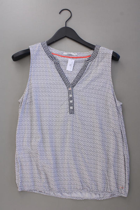 Cecil Ärmellose Bluse Gr. M geometrisches Muster grau aus Viskose