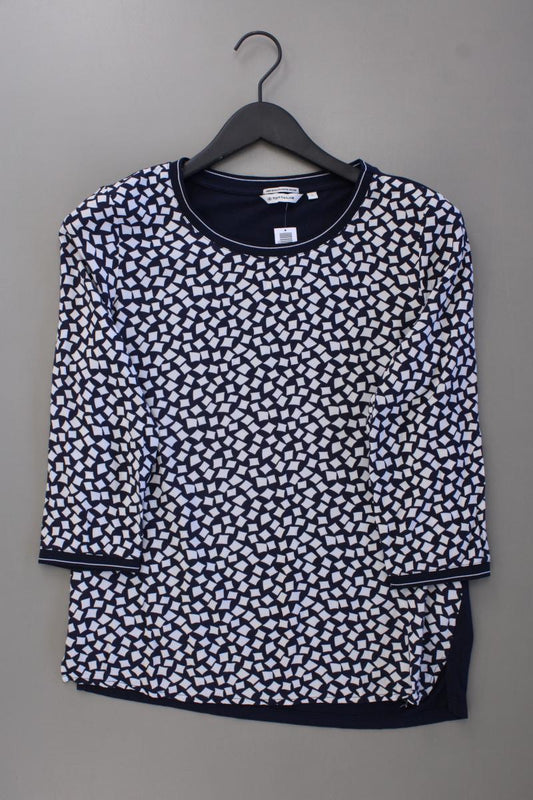 Tom Tailor Regular Bluse Gr. S geometrisches Muster 3/4 Ärmel blau aus Baumwolle