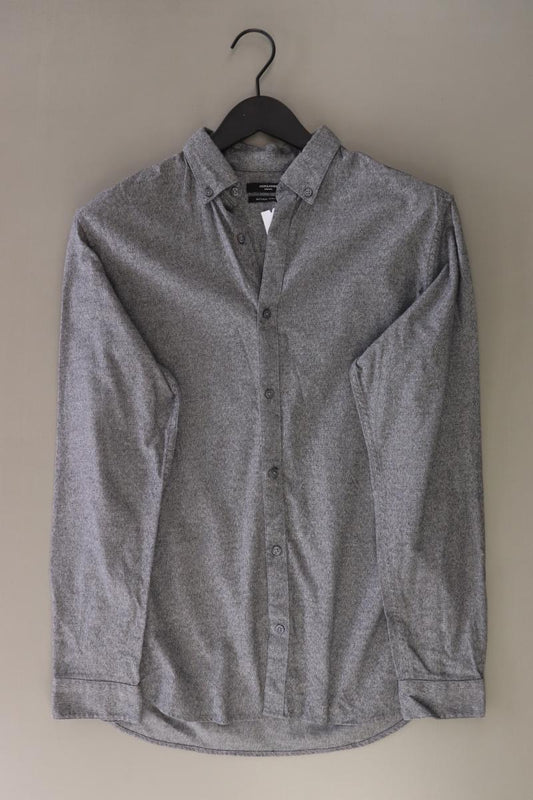Jack & Jones Langarmhemd für Herren Gr. M grau aus Baumwolle