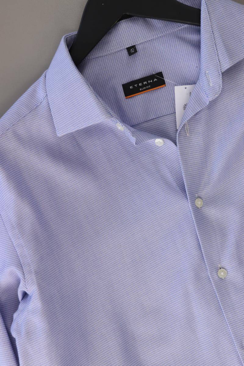 Eterna Langarmhemd für Herren Gr. Hemdgröße 41 blau aus Baumwolle