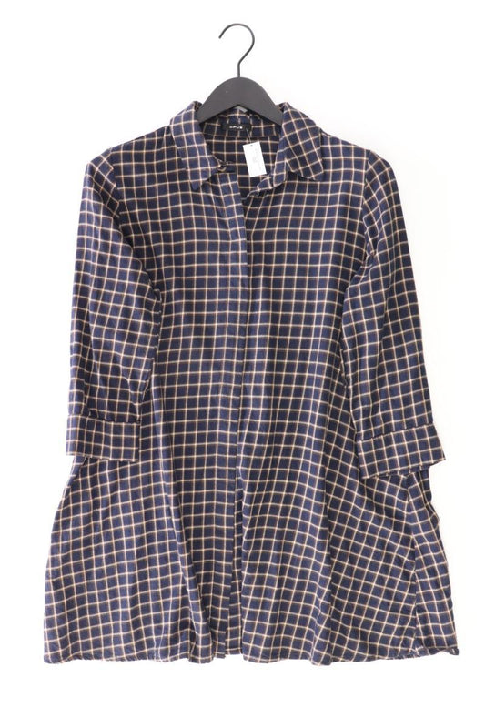 Opus "Fauta Check" Longbluse Gr. 38 kariert 3/4 Ärmel blau aus Baumwolle