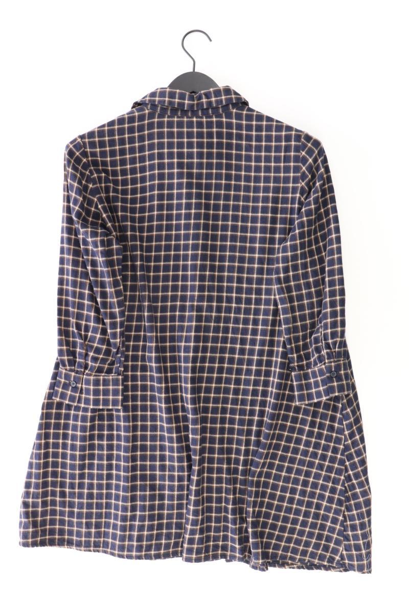 Opus "Fauta Check" Longbluse Gr. 38 kariert 3/4 Ärmel blau aus Baumwolle