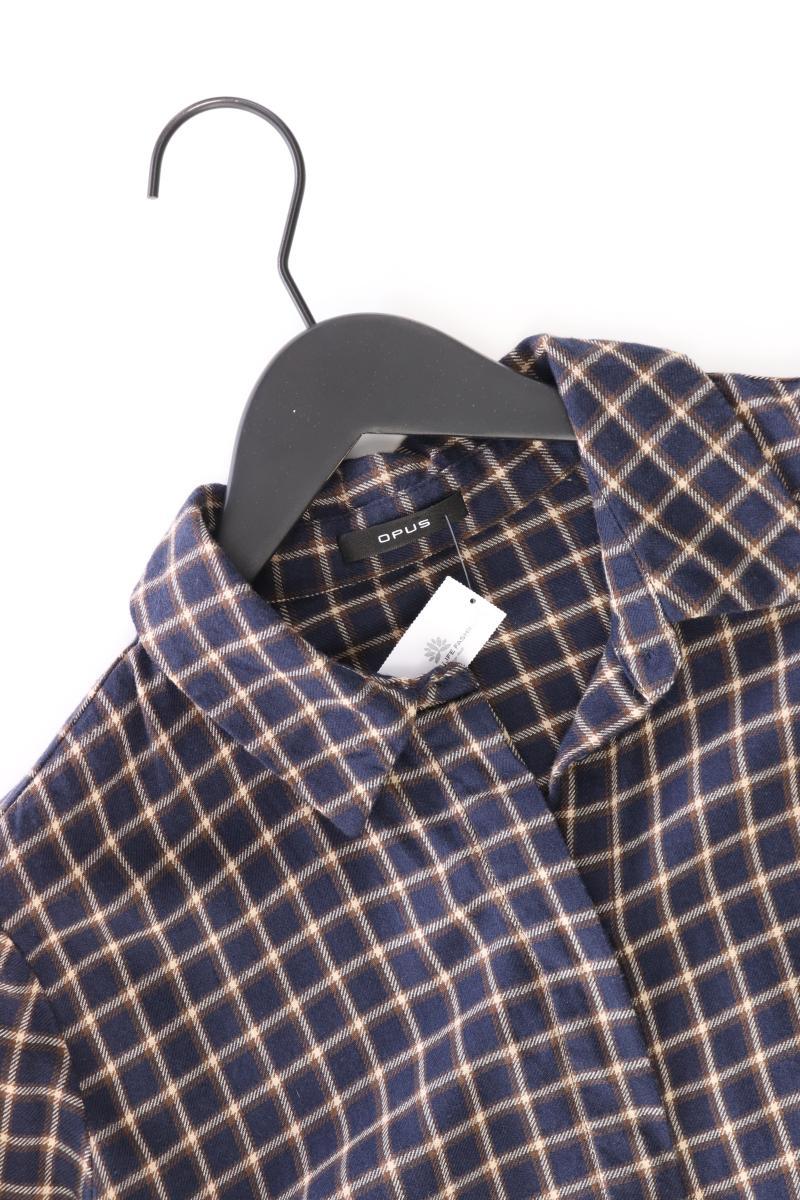 Opus "Fauta Check" Longbluse Gr. 38 kariert 3/4 Ärmel blau aus Baumwolle