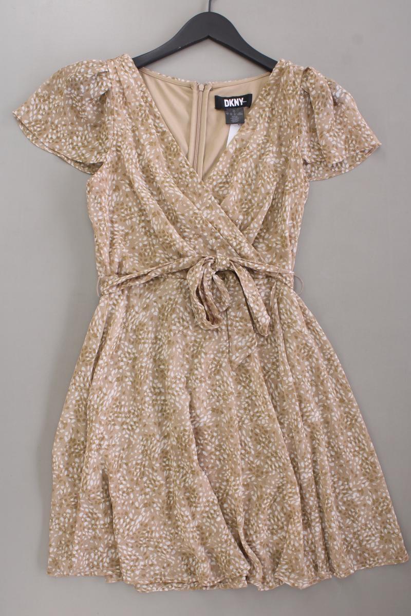 DKNY Chiffonkleid Gr. 34 Kurzarm braun aus Polyester