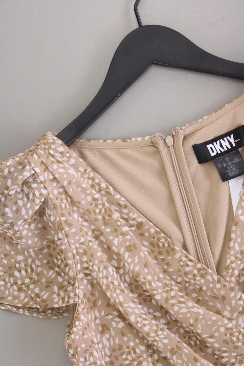 DKNY Chiffonkleid Gr. 34 Kurzarm braun aus Polyester