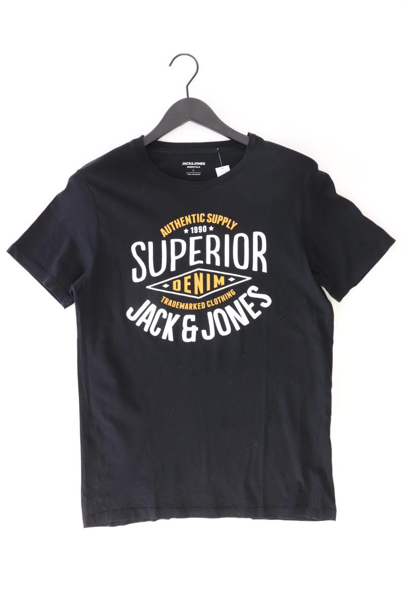 Jack & Jones Printshirt für Herren Gr. L Kurzarm schwarz aus Baumwolle