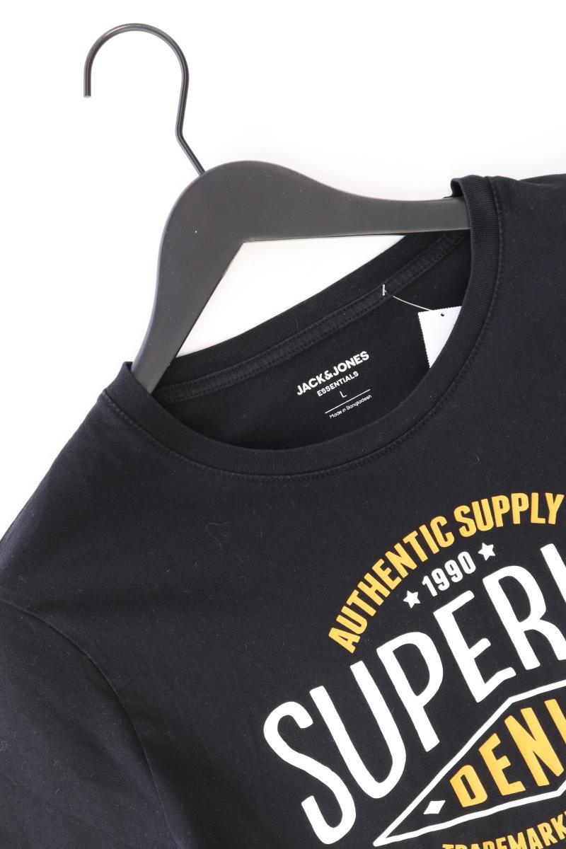 Jack & Jones Printshirt für Herren Gr. L Kurzarm schwarz aus Baumwolle