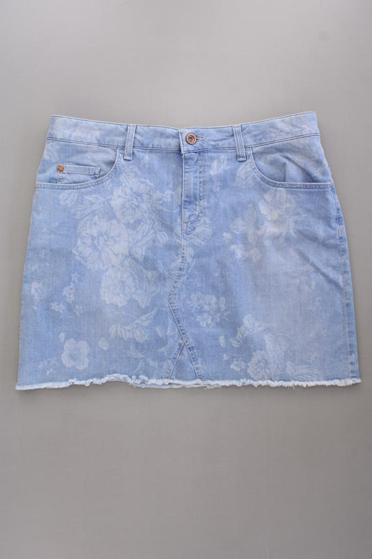 Pioneer Jeansrock Gr. 44 mit Blumenmuster blau aus Baumwolle