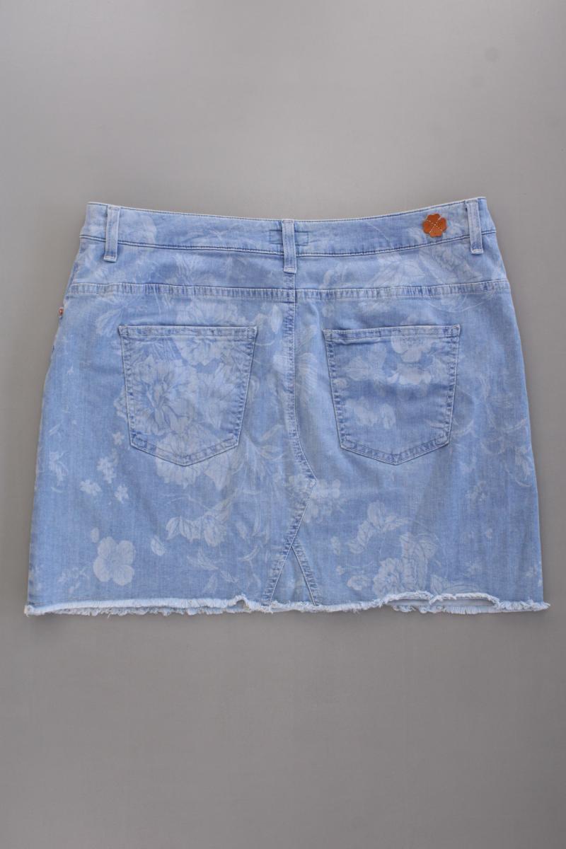 Pioneer Jeansrock Gr. 44 mit Blumenmuster blau aus Baumwolle