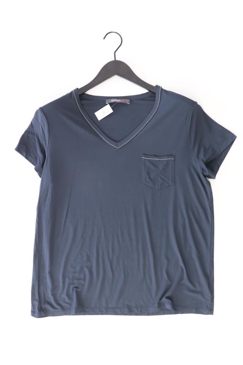 estelle jolie Shirt mit V-Ausschnitt Gr. 44 Kurzarm blau aus Viskose