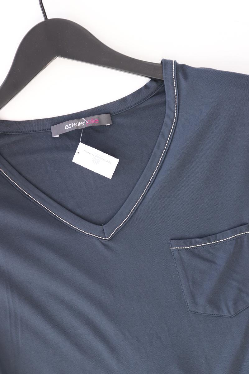 estelle jolie Shirt mit V-Ausschnitt Gr. 44 Kurzarm blau aus Viskose