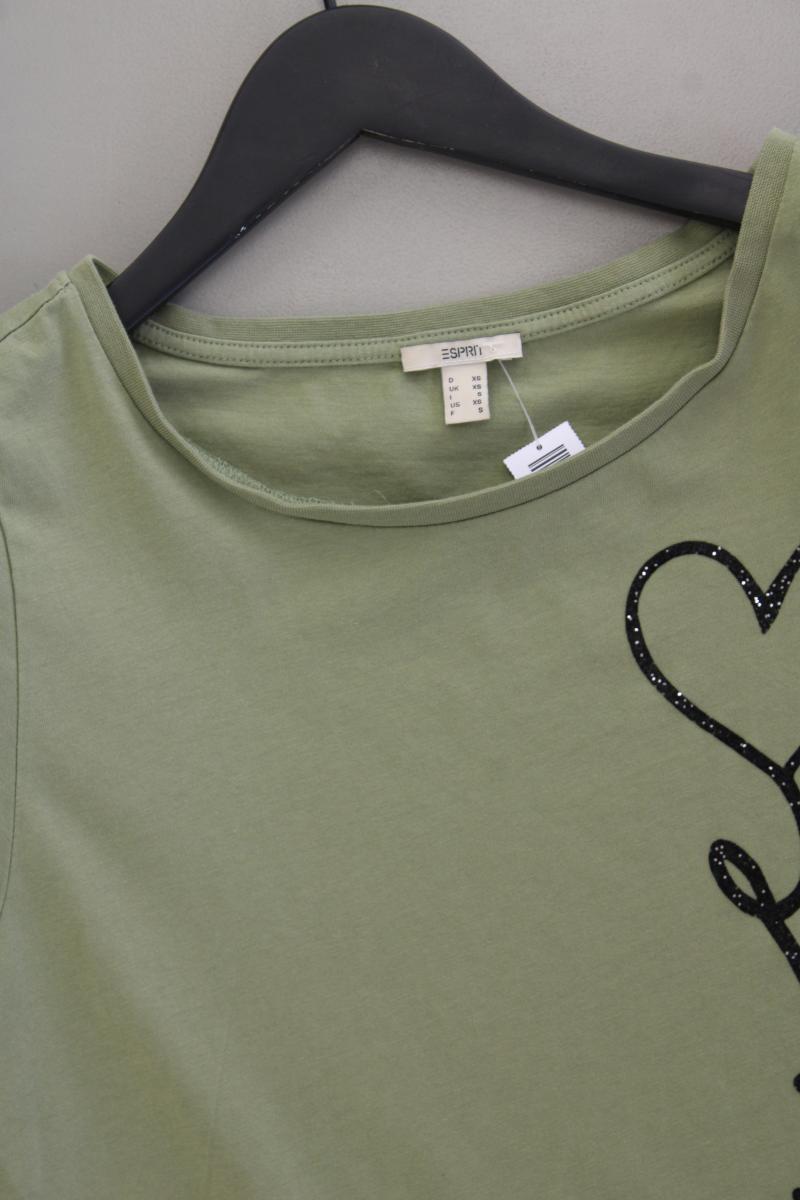 Esprit T-Shirt Gr. XS Kurzarm olivgrün aus Baumwolle