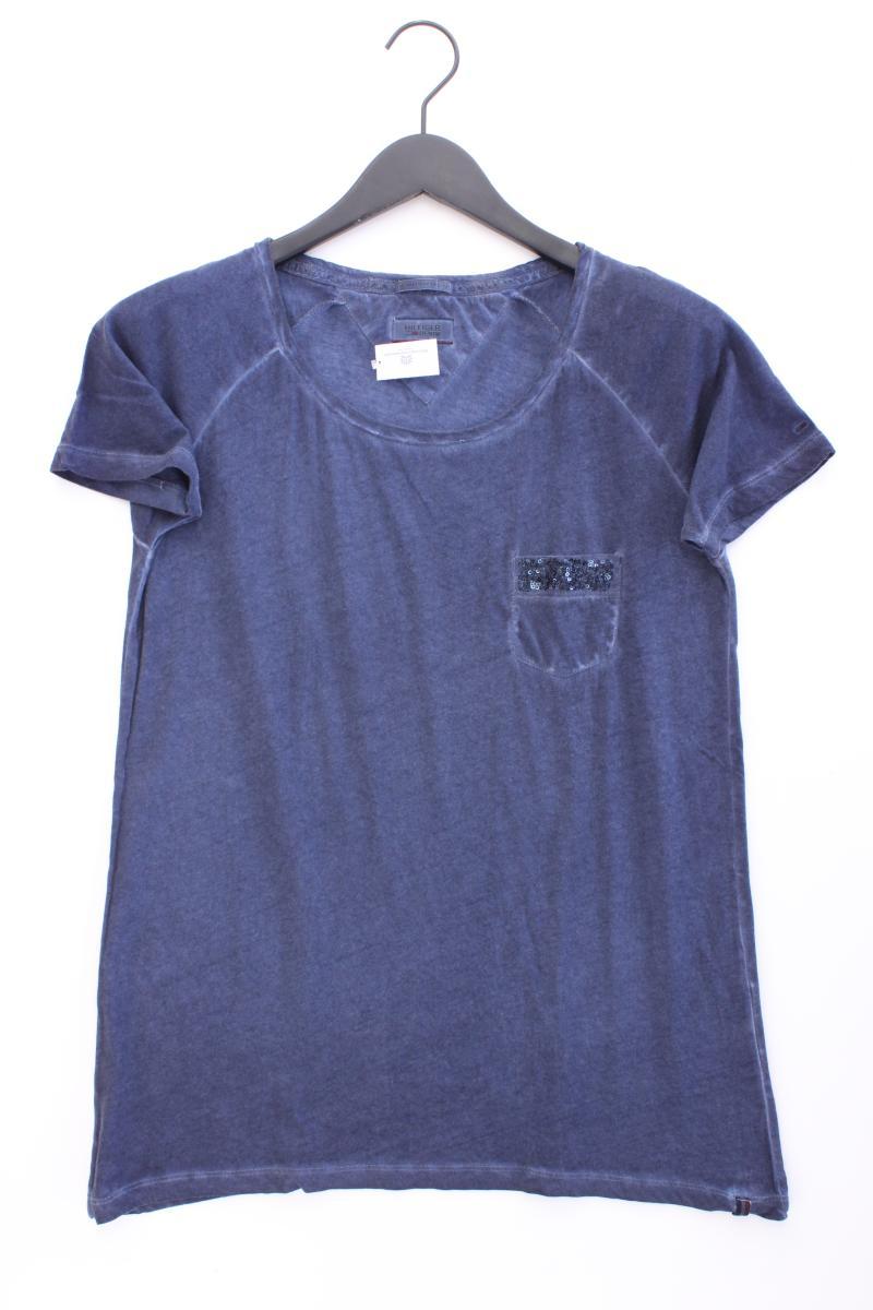 Hilfiger Denim T-Shirt Gr. M Kurzarm mit Pailletten blau