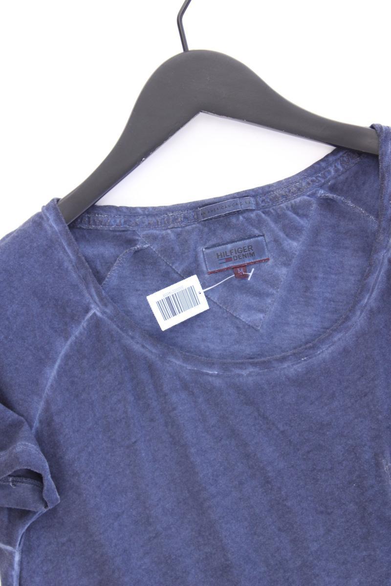 Hilfiger Denim T-Shirt Gr. M Kurzarm mit Pailletten blau