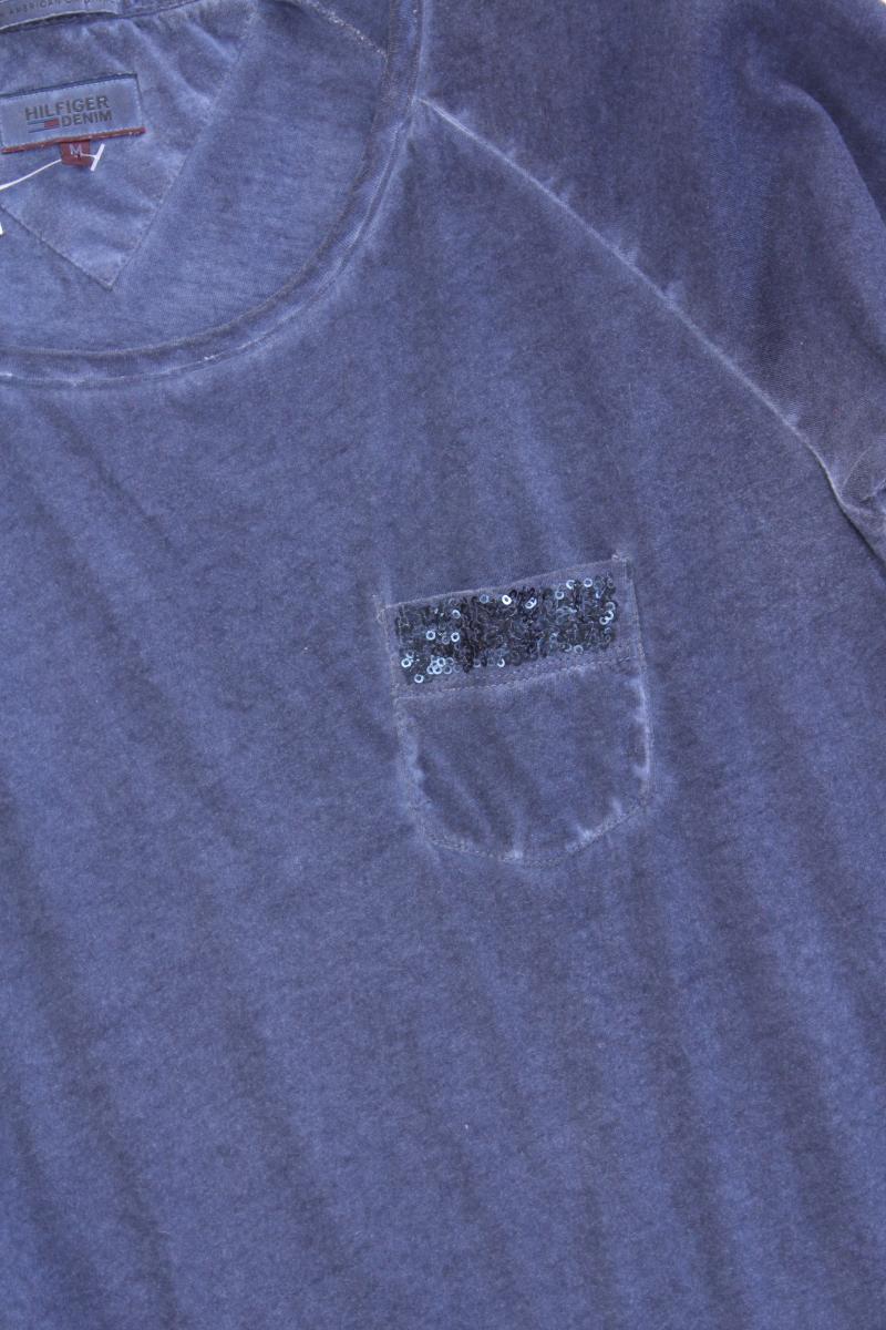 Hilfiger Denim T-Shirt Gr. M Kurzarm mit Pailletten blau