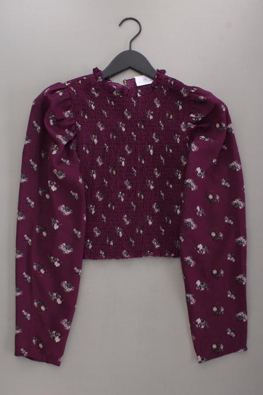 NA-KD Crop Bluse Gr. M Langarm lila aus Polyester