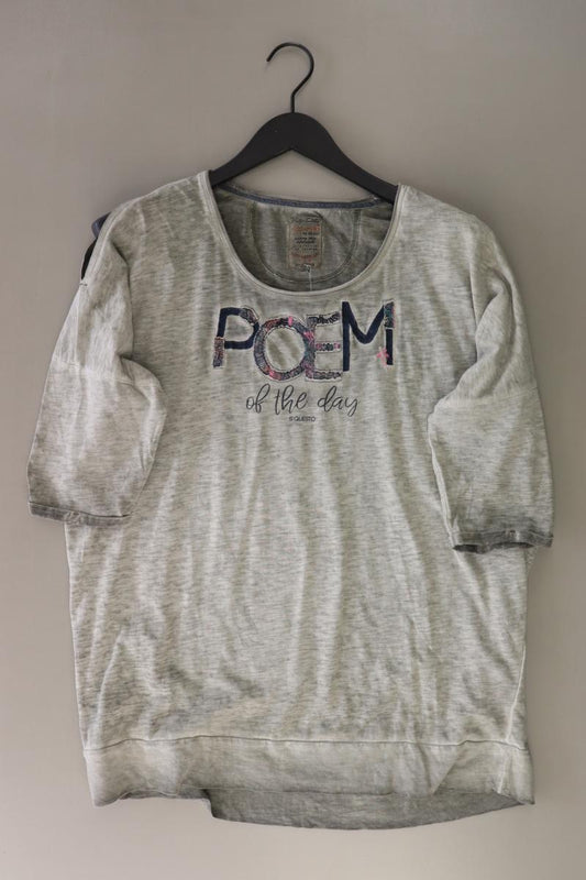 s'questo T-Shirt Gr. 42 Kurzarm mit Pailletten grau aus Baumwolle