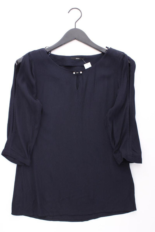 Zero Classic Bluse Gr. 34 neuwertig 3/4 Ärmel blau aus Viskose