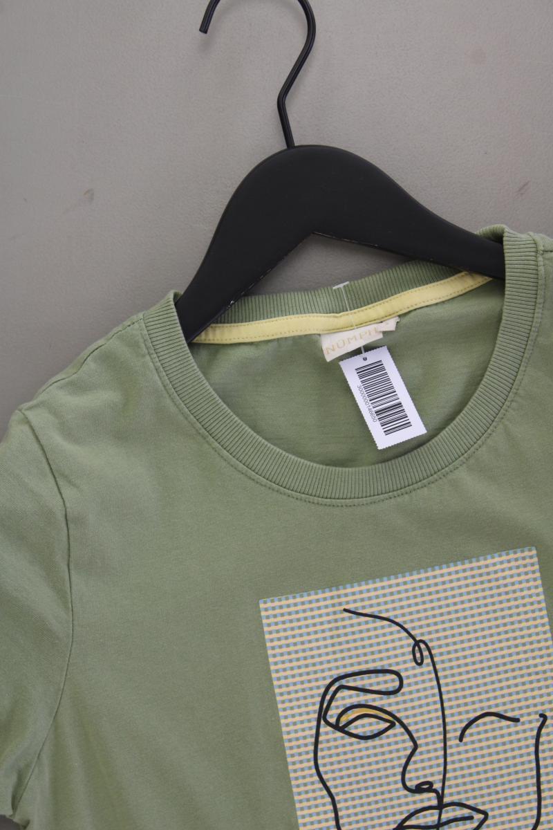 Nümph Printshirt Gr. S Kurzarm olivgrün aus Baumwolle