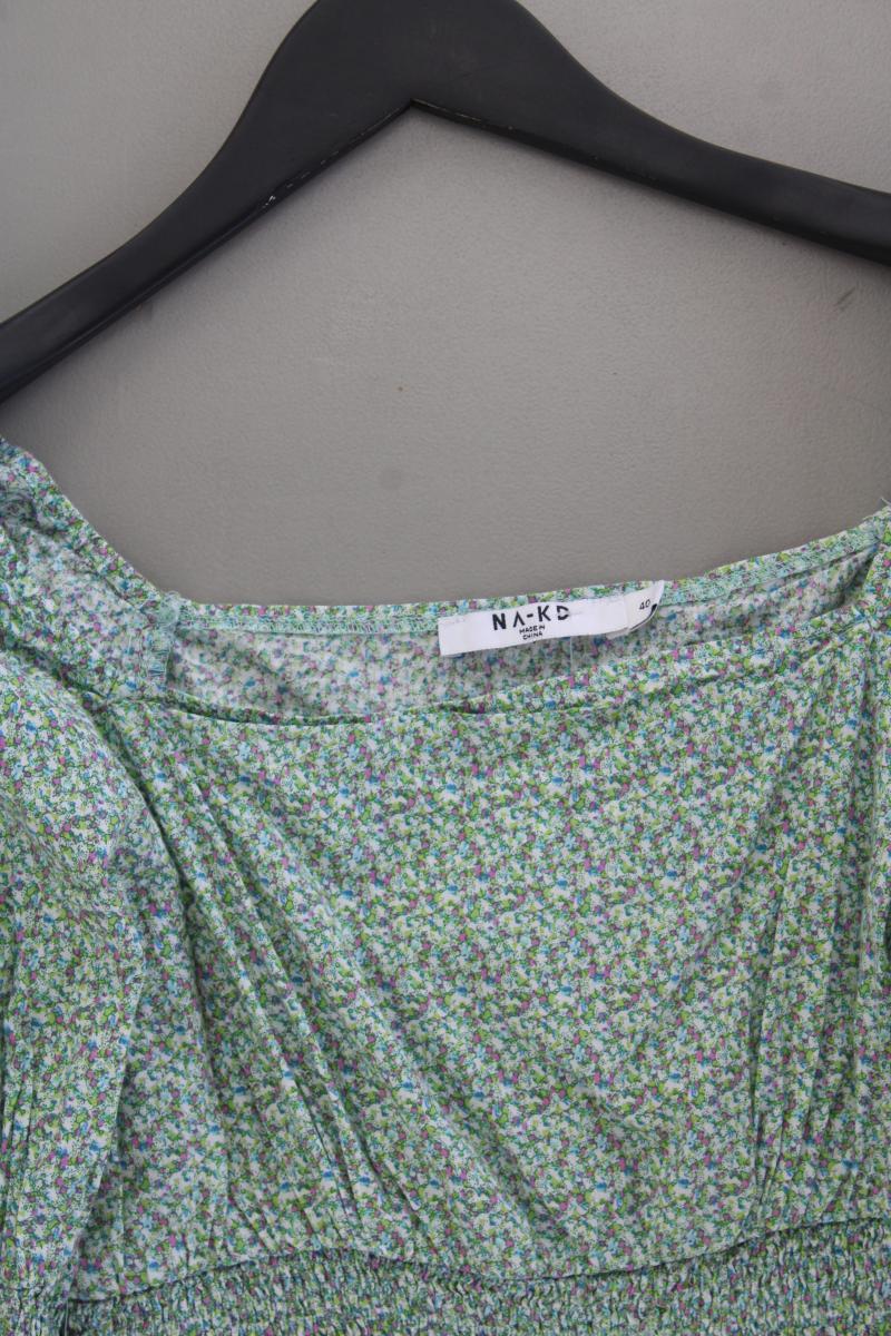 NA-KD Langarmbluse Gr. 40 mit Blumenmuster grün aus Baumwolle