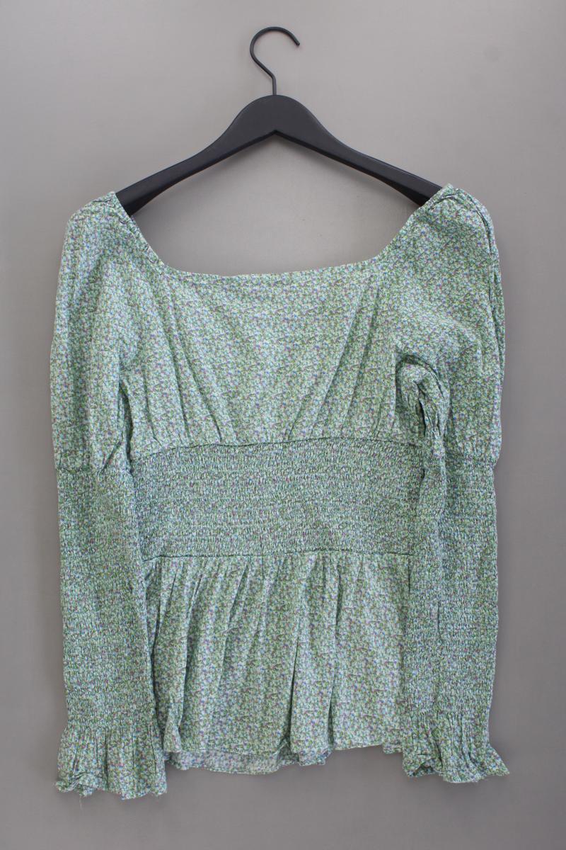 NA-KD Langarmbluse Gr. 40 mit Blumenmuster grün aus Baumwolle