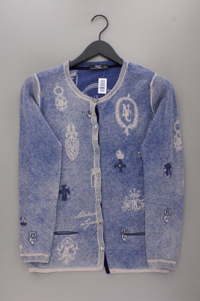 Nice Connection Strickjacke Gr. 40 Langarm blau aus Wolle