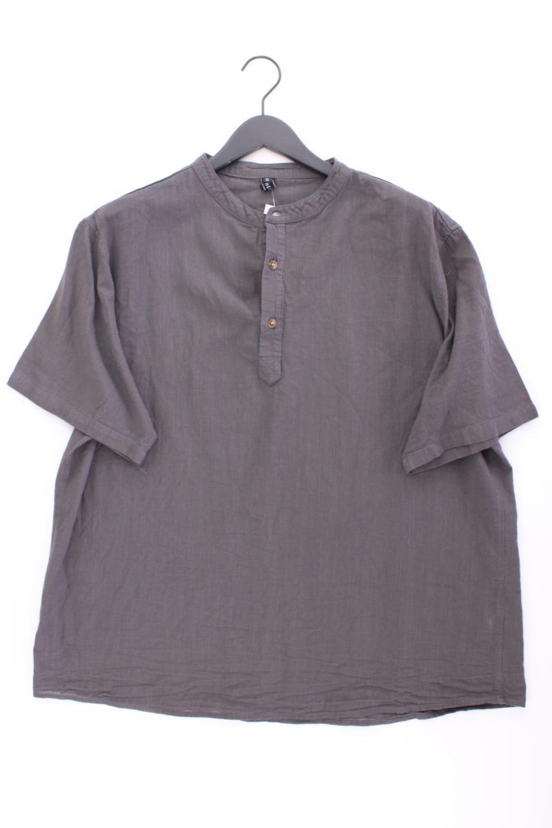 LucMatton Hemd mit Leinen für Herren Gr. XL Kurzarm grau aus Baumwolle