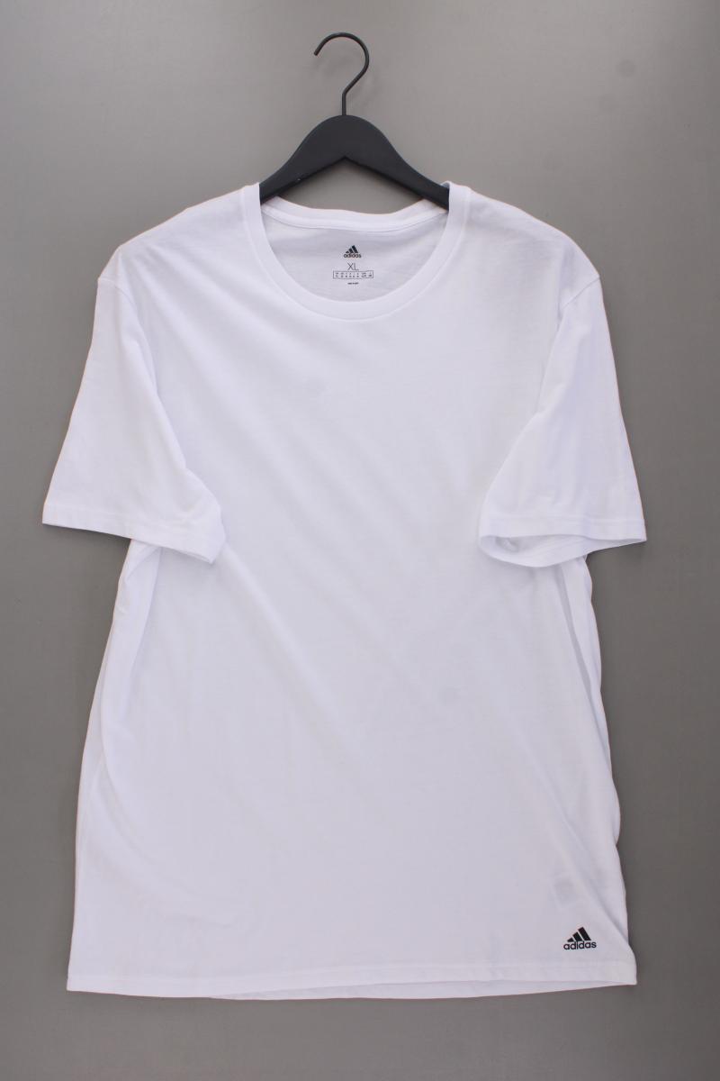 Adidas T-Shirt für Herren Gr. XL Kurzarm weiß aus Baumwolle