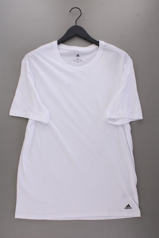 Adidas T-Shirt für Herren Gr. XL Kurzarm weiß aus Baumwolle