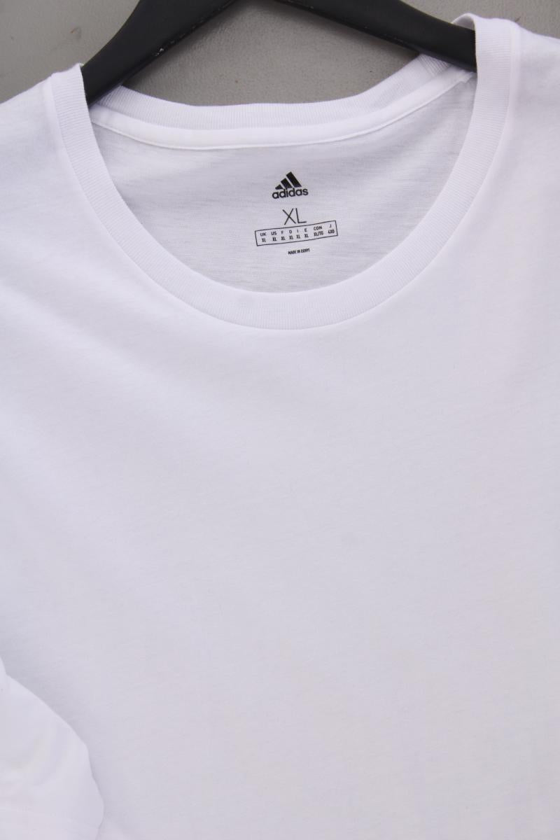 Adidas T-Shirt für Herren Gr. XL Kurzarm weiß aus Baumwolle