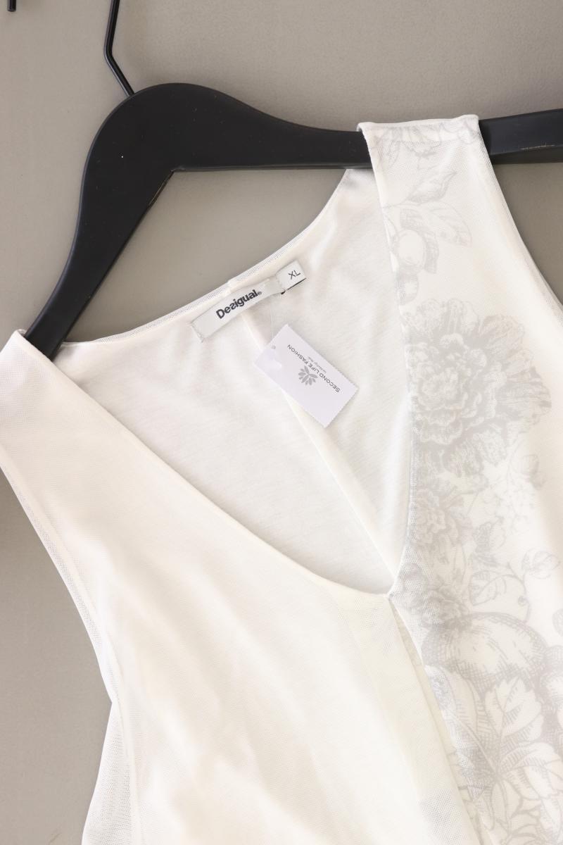 Desigual Ärmellose Bluse Gr. XL mit Blumenmuster weiß aus Polyester