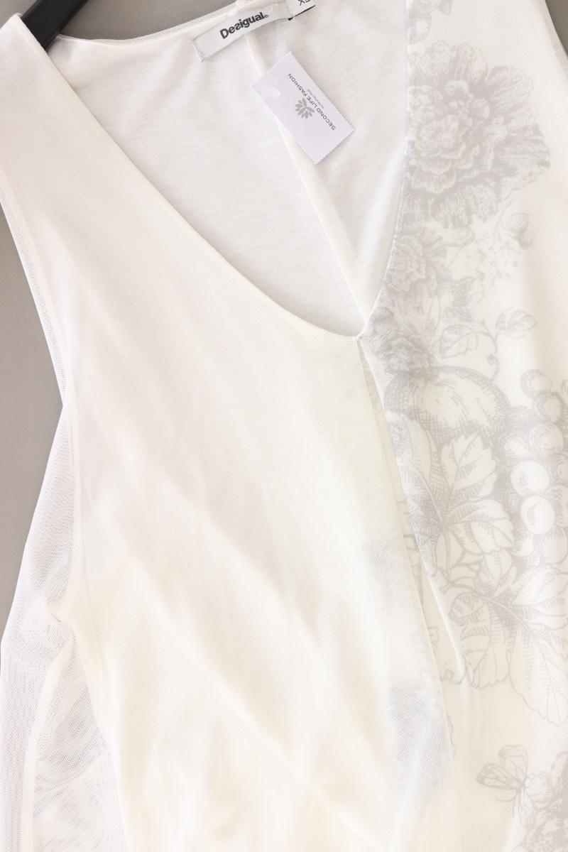 Desigual Ärmellose Bluse Gr. XL mit Blumenmuster weiß aus Polyester