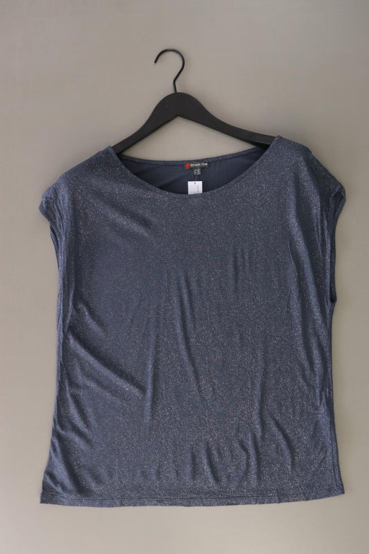 Street One T-Shirt Gr. 42 Kurzarm mit Glitzer blau aus Baumwolle