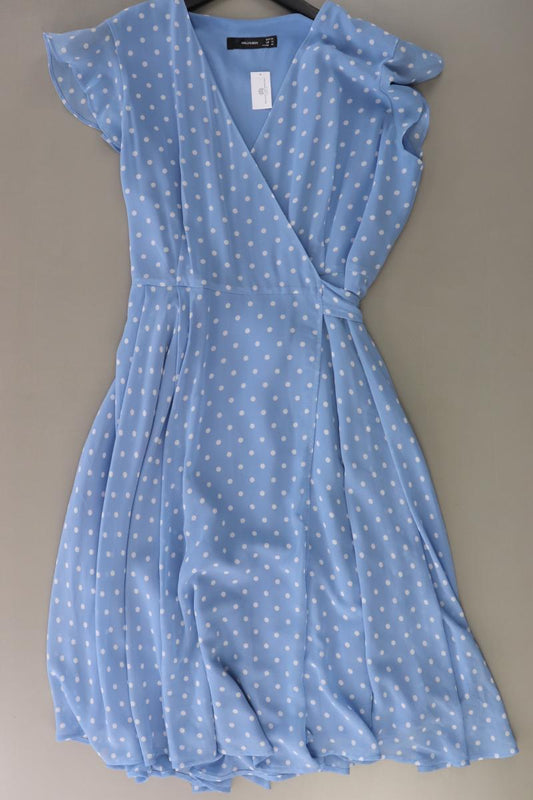 Hallhuber Wickelkleid Gr. 42 gepunktet Kurzarm blau aus Polyester