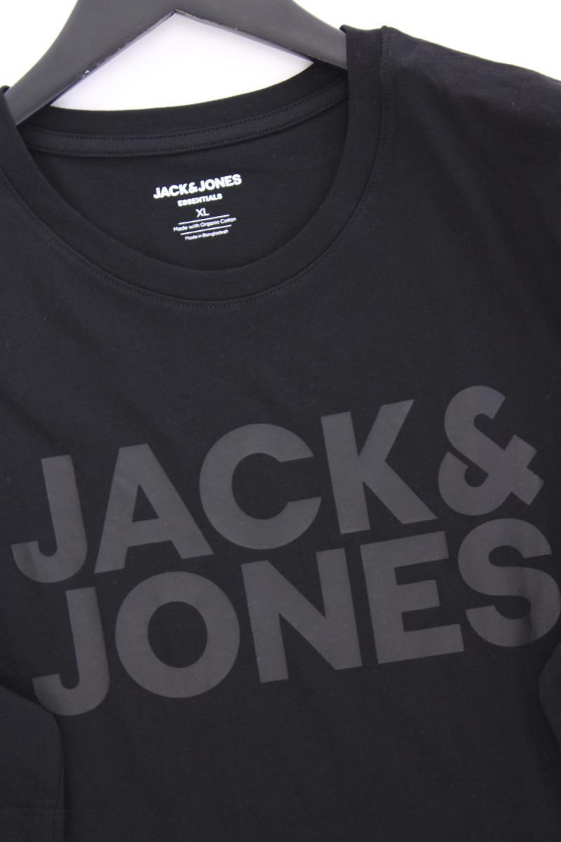 Jack & Jones Printshirt für Herren Gr. XL Kurzarm schwarz aus Baumwolle