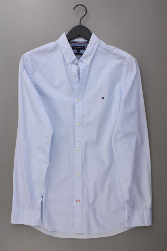 Tommy Hilfiger Langarmhemd für Herren Gr. M neuwertig blau aus Baumwolle