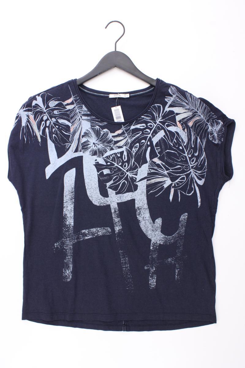 Cecil Printshirt Gr. L Kurzarm blau