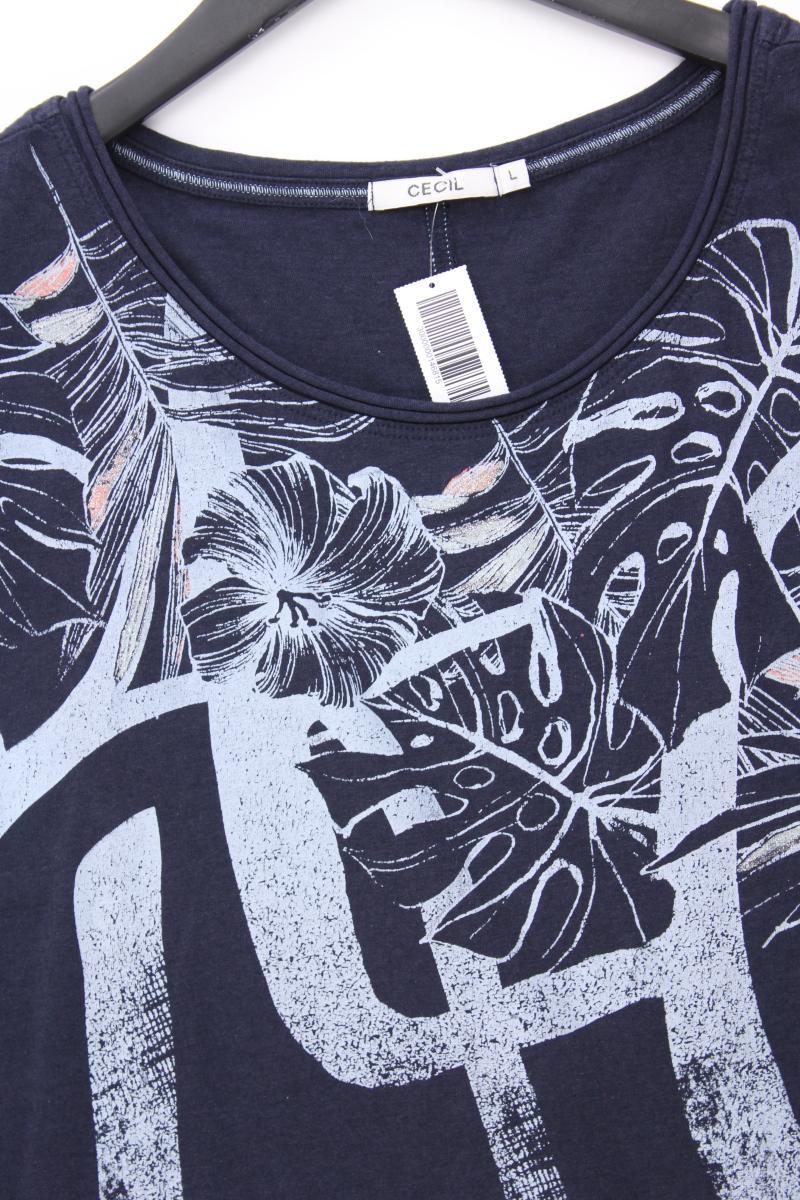 Cecil Printshirt Gr. L Kurzarm blau